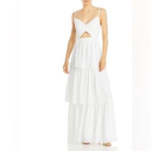Aqua white tiered maxi dress cutout Size 4